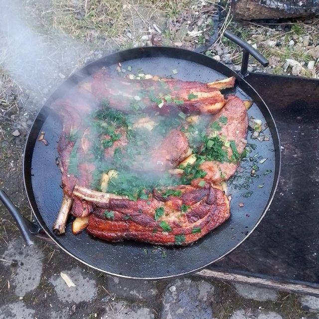

Большая сковорода 50 см из диска бороны для костра туристическая , дисковая сковорода мангал жаровня, Черный