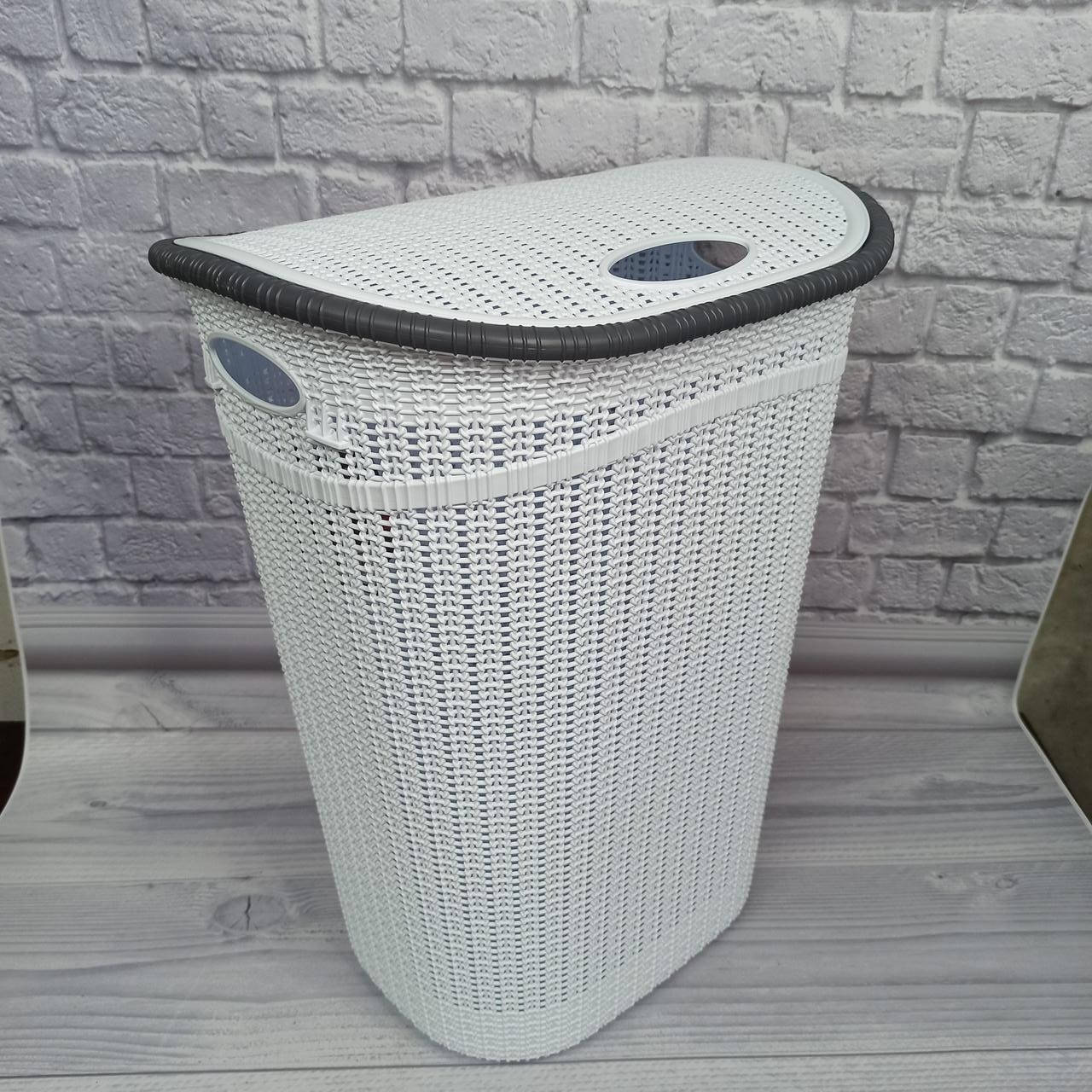 

Корзина для белья с крышкой 52л Irak Plastik - LA-150 Евровязка белая |Корзина для белья в ванную, Белый