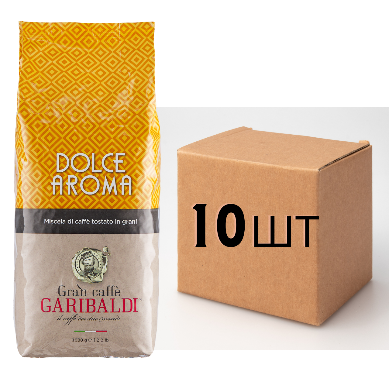 

Ящик кофе в зернах Garibaldi Dolce Aroma 1 кг (в ящике 10шт)
