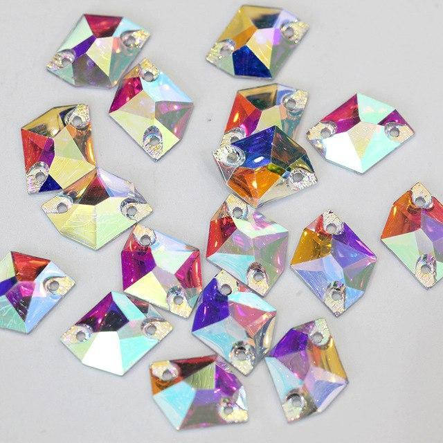 

16х20мм. Космик( ломаный ромб). Пришивные стразы С/С. Crystal AB.