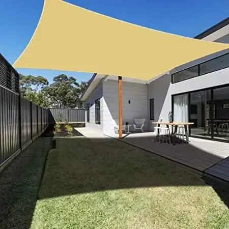 

Тент-парус теневой 4 х 5 м прямоугольный из оксфорда цвета "бежевый". Влагозащита. Степень затенения 95% - -