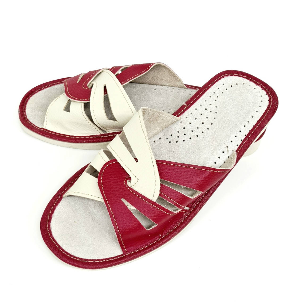 

Домашні шкіряні жіночі капці "Polmar" відкриті 40, Красный