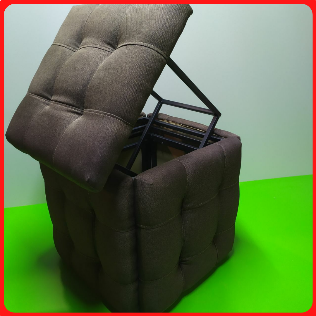 

Пуф трансформер 5 в 1 Смарт пуфик пять в одном квадратный мягкий на колесах куб табурет стул, Коричневый