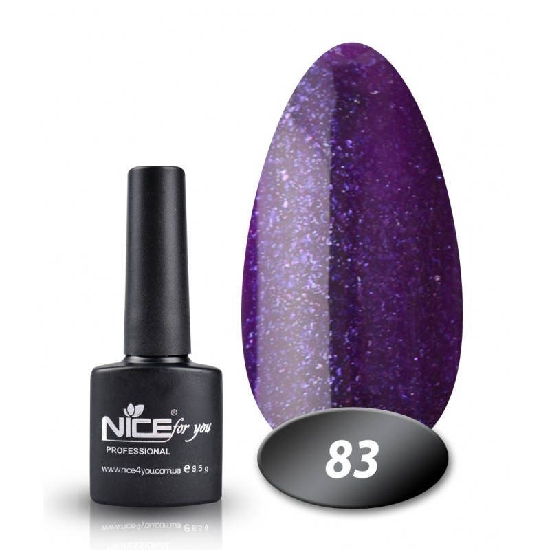 

Гель лак Nice for you 083 чернильный с блестками 8,5 мл