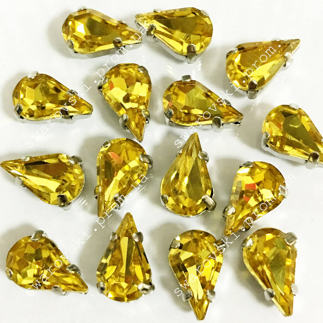 

Cтразы в цапах, Капля, Размер 6x10, Цвет Topaz