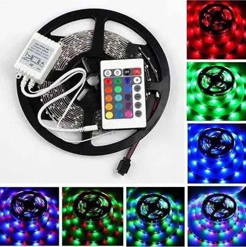

Светодиодная лента LED 3528 RGB 5м с пультом и блоком питания, лента-гирлянда