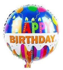 

Коло фольговане 18" ДЕФЕКТ Happy Birthday c кульками та свічками, Разные цвета