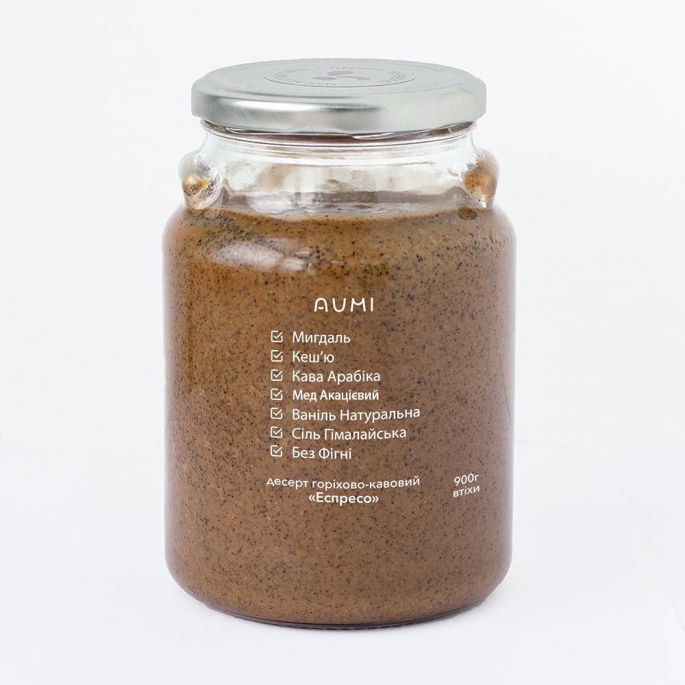 

Десерт "Espresso" орехово-кофейный, 900г, банка СТЕКЛО, миндальная и кешью паста с кофе и ванилью