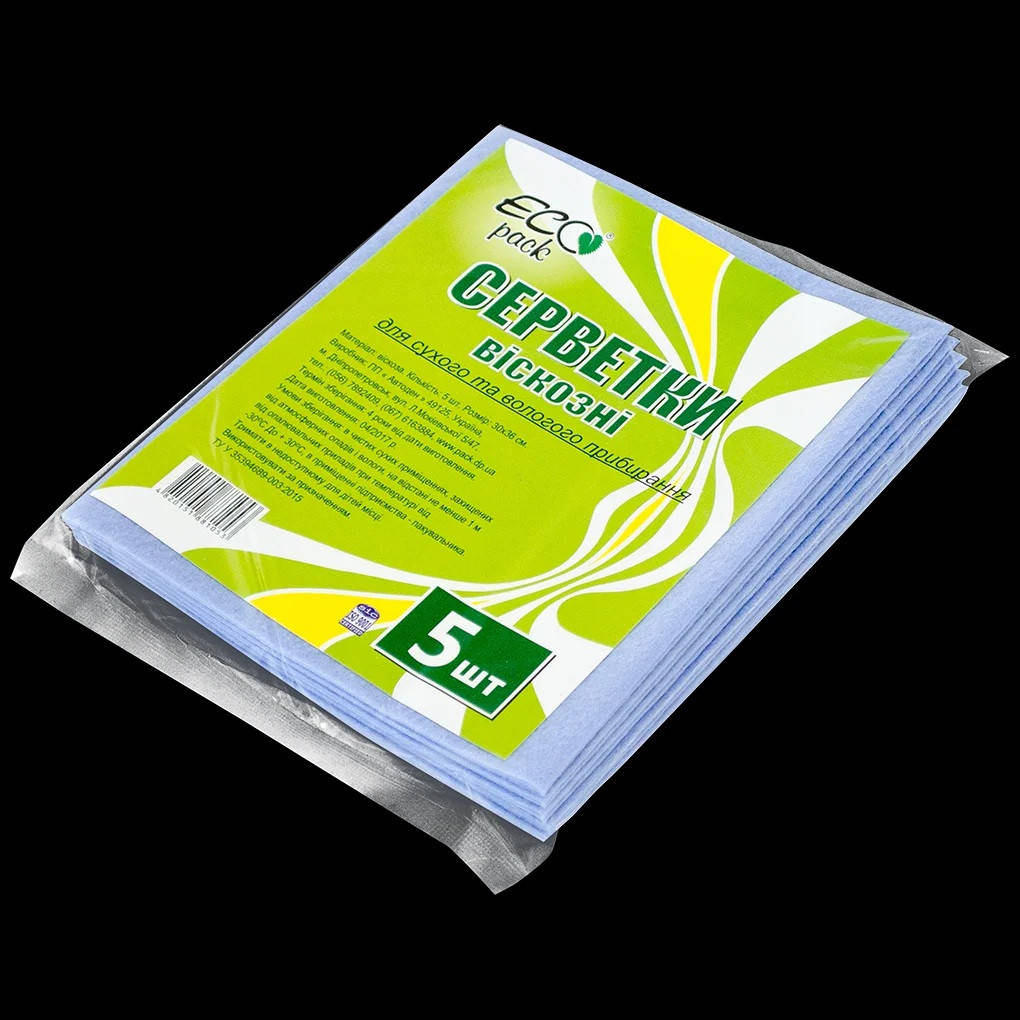 

Салфетка для уборки вискозная 30х36 см Ecopack 5 шт.
