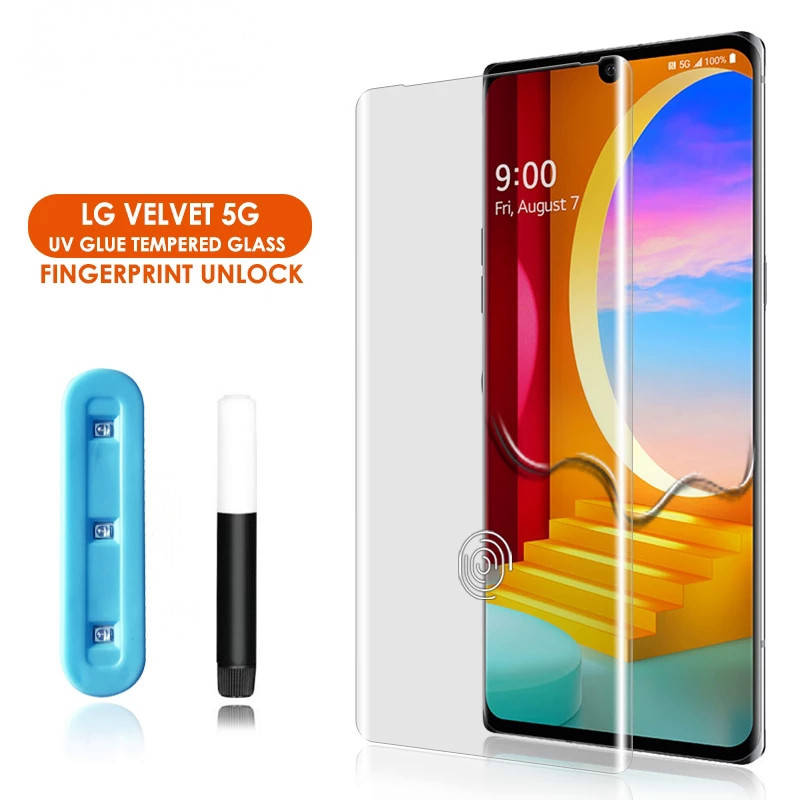 

UV изогнутое защитное стекло для LG Velvet прозрачное без рамок, Прозрачный