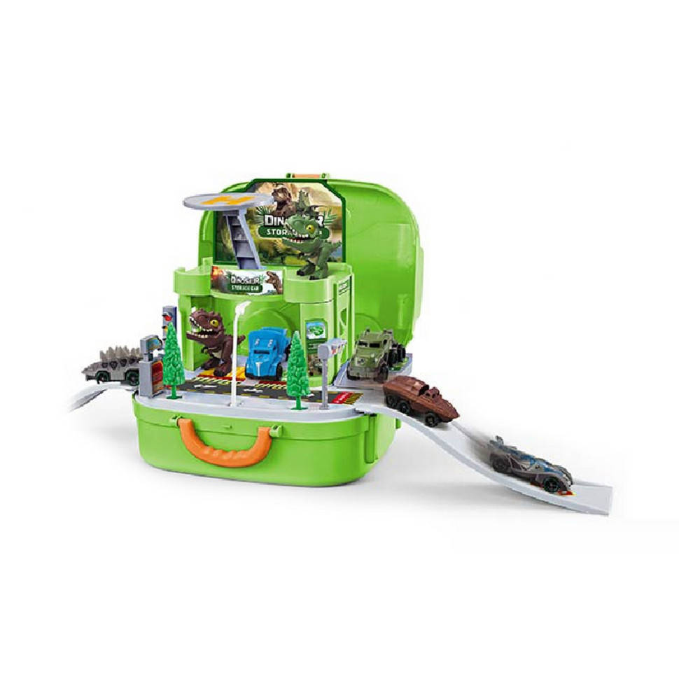 

Игровой набор паркинг Bambi XZ-676 машинка+диновазавр, в чемоданчике, Time Toys