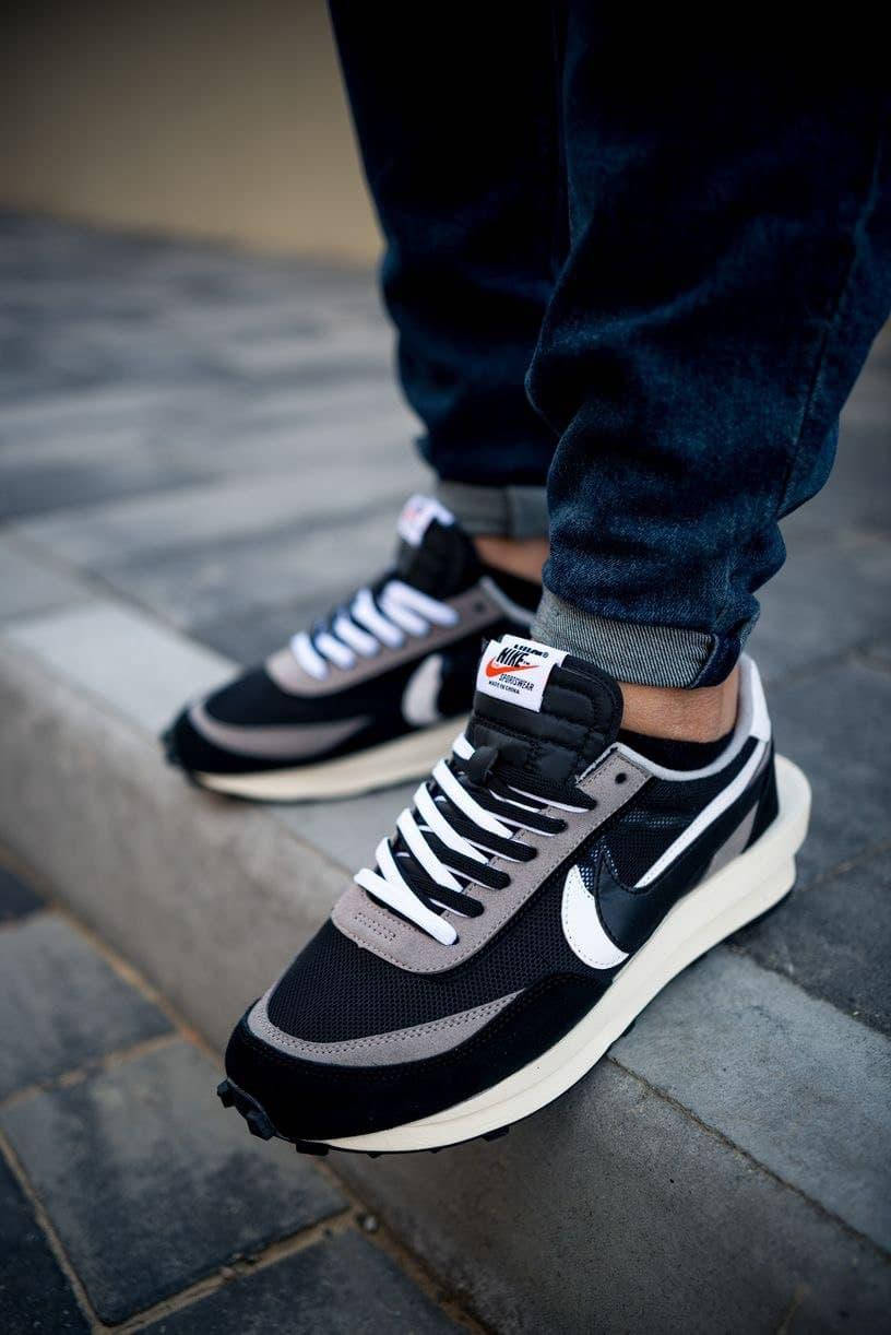 

Мужские качественные демисезонные кроссовки N!ke LD Waffle Sacai чёрные 44, Черный