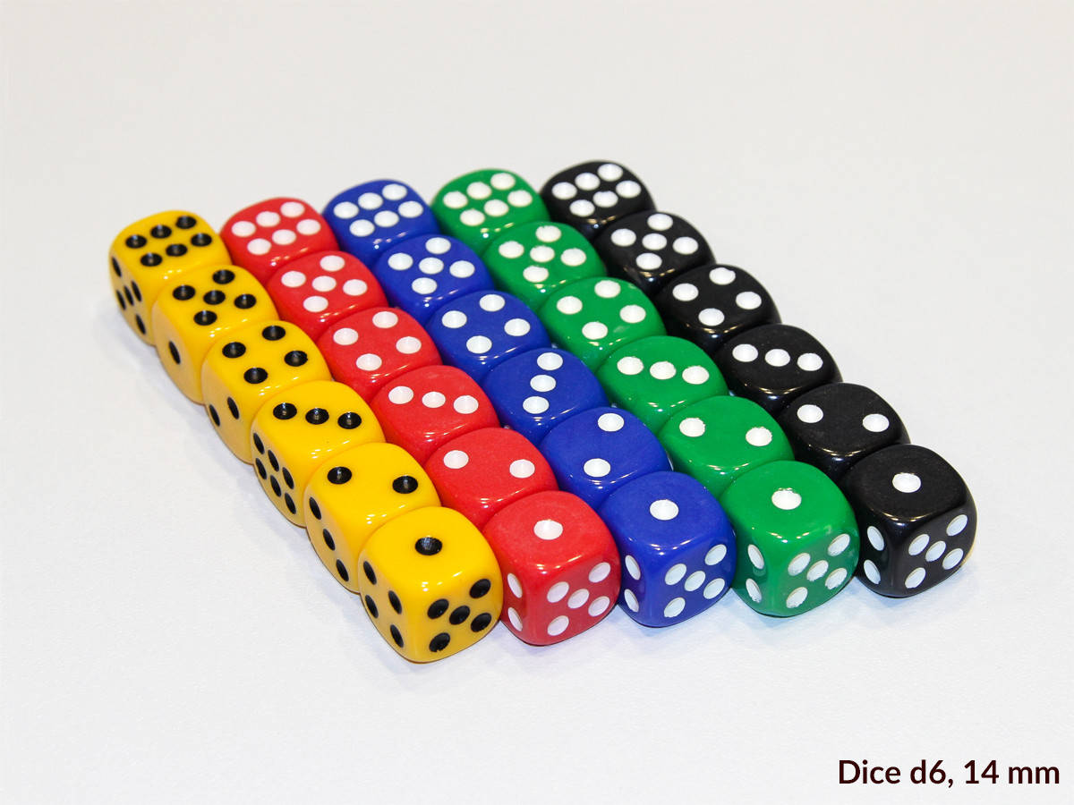 

Кубы игровые, одноцветные, 14мм, D6. Черный