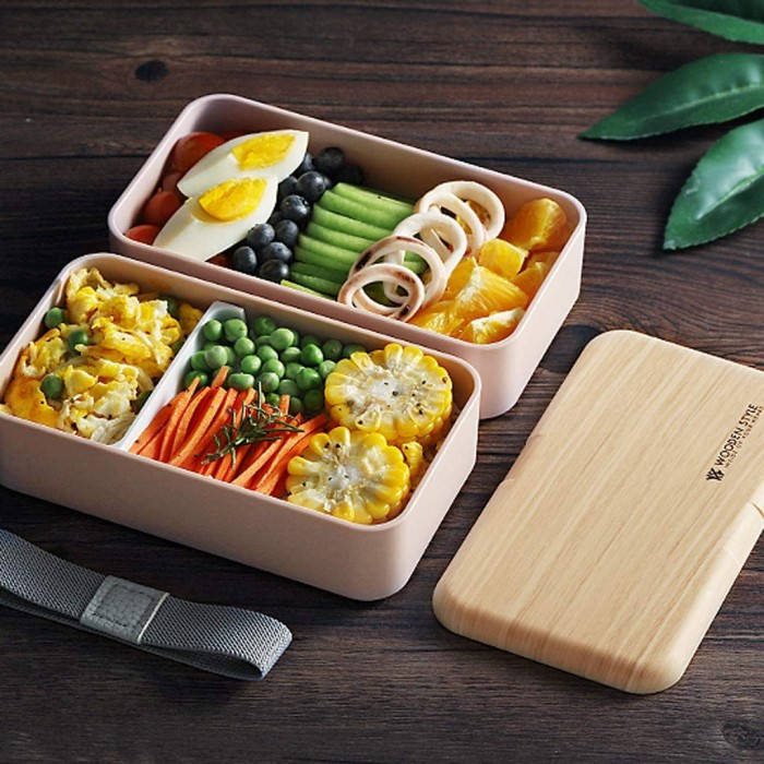 

Ланчбокс Wooden style, 1200 мл - розовый