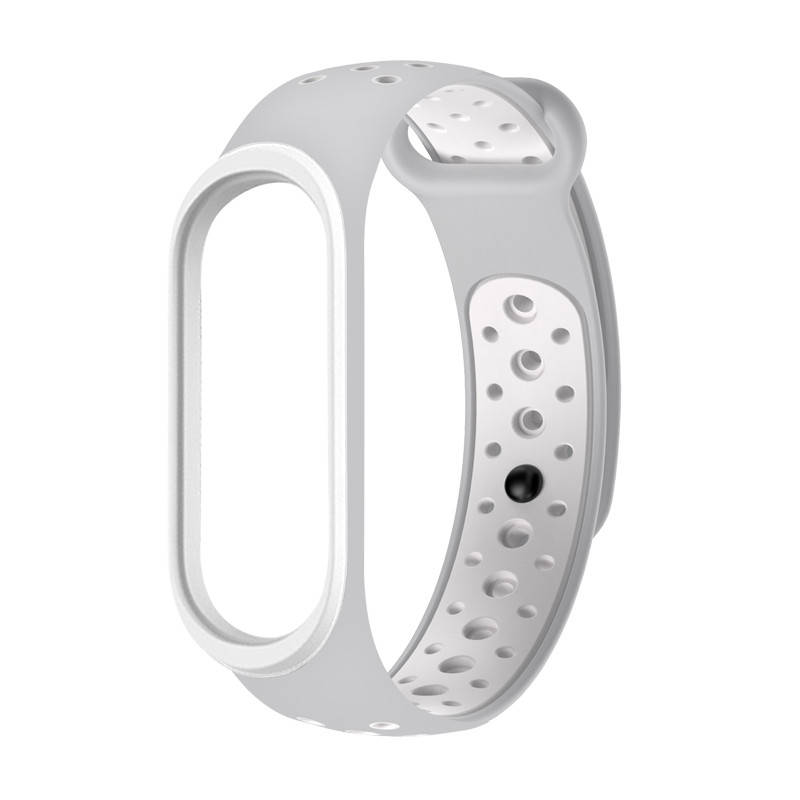 

Ремешок к браслету Mi band 4 3 перфорированный Grey-white