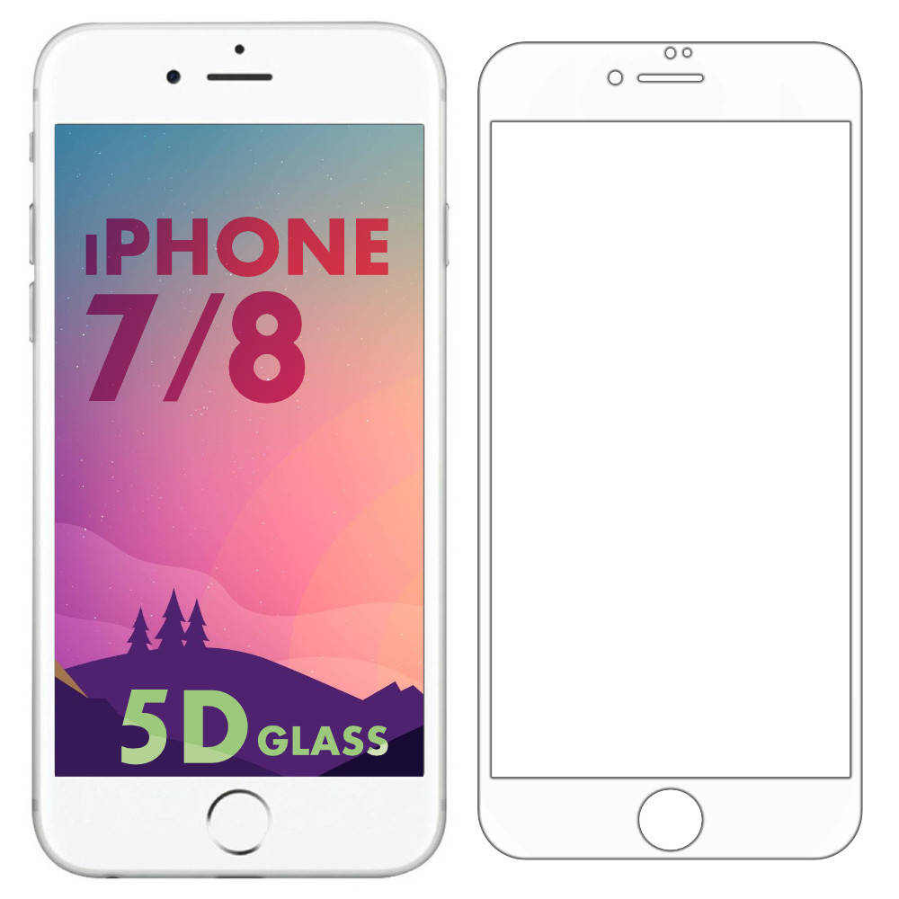 

5D стекло iPhone 7 / 8 (Защитное Full Glue) White, Белый