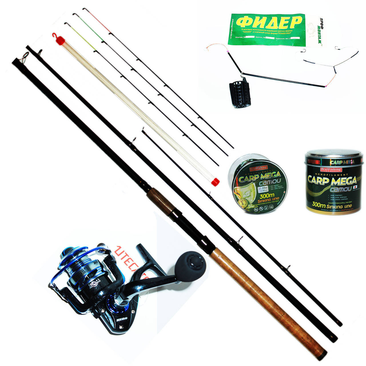 

Фидерный спиннинг набор BratFishing TAIPAN FEEDER +3 tips 3 м. (80 - 180 г.), Белый