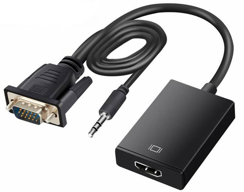 

Переходник с VGA на HDMI с аудио и питанием, Черный