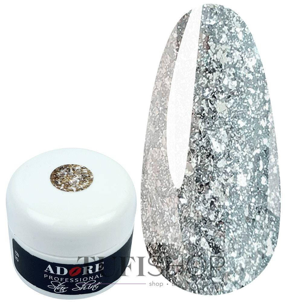 

Глиттер-гель ADORE Star Shine Gel №01 - серебро, 5 мл