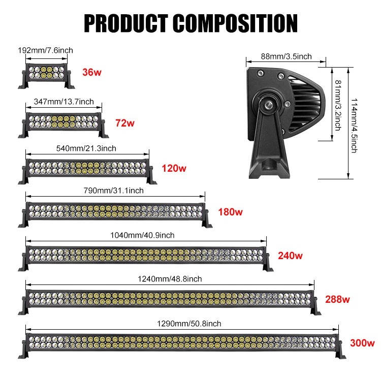 

Светодиодная Фара Балка AllLight A-300W CREE 12-24v Combo