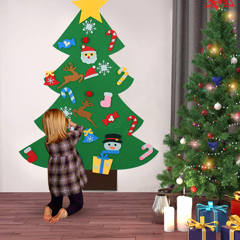 

Детская новогодняя елочка с игрушками из фетра Chrismas Free на стену