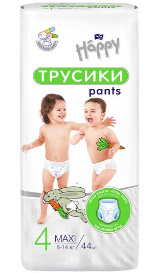 

Подгузники-трусики для детей Bella Happy Pants 4 Maxi 8-14 кг 44шт, Белый
