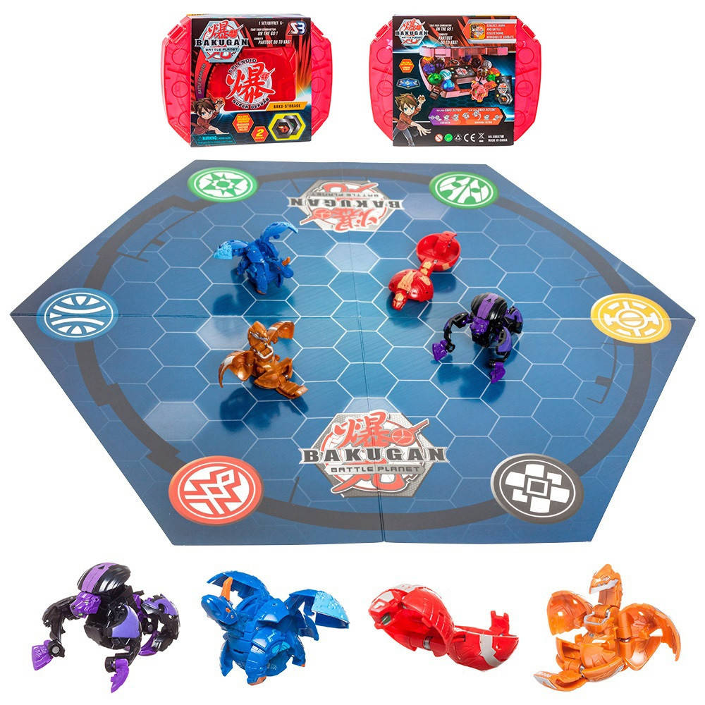 

Игровой набор SB Bakugan Battle planet 4 бакугана в красном кейсе + игровая арена в подарок (Бакуганы: