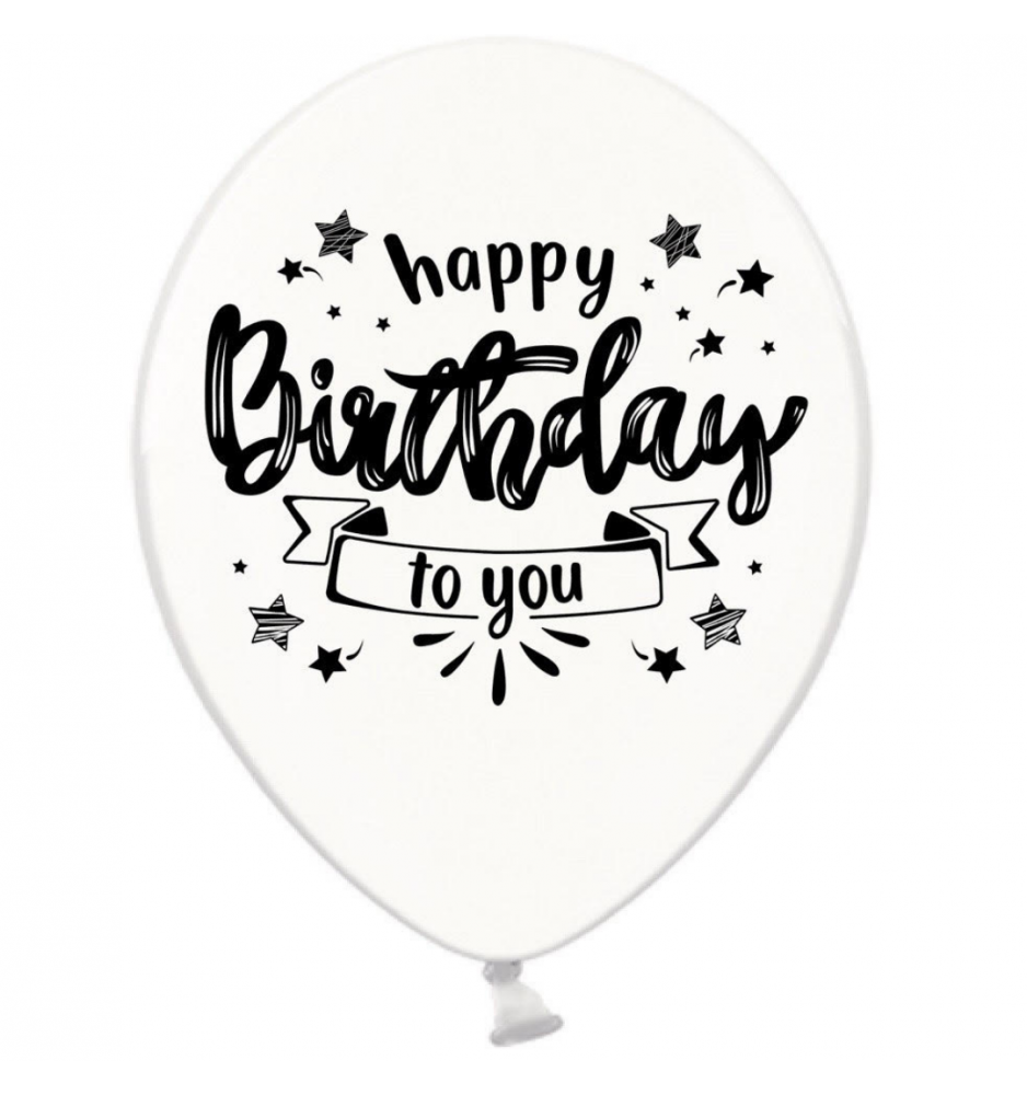 

Латексный шарик BELBAL 12"(30 см) Happy Birthday на белом, Разные цвета