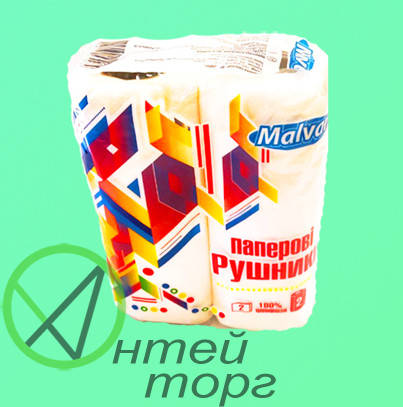 

Рушники паперові кухонні в рулоні "Мальвар" 2 рулони, Белый