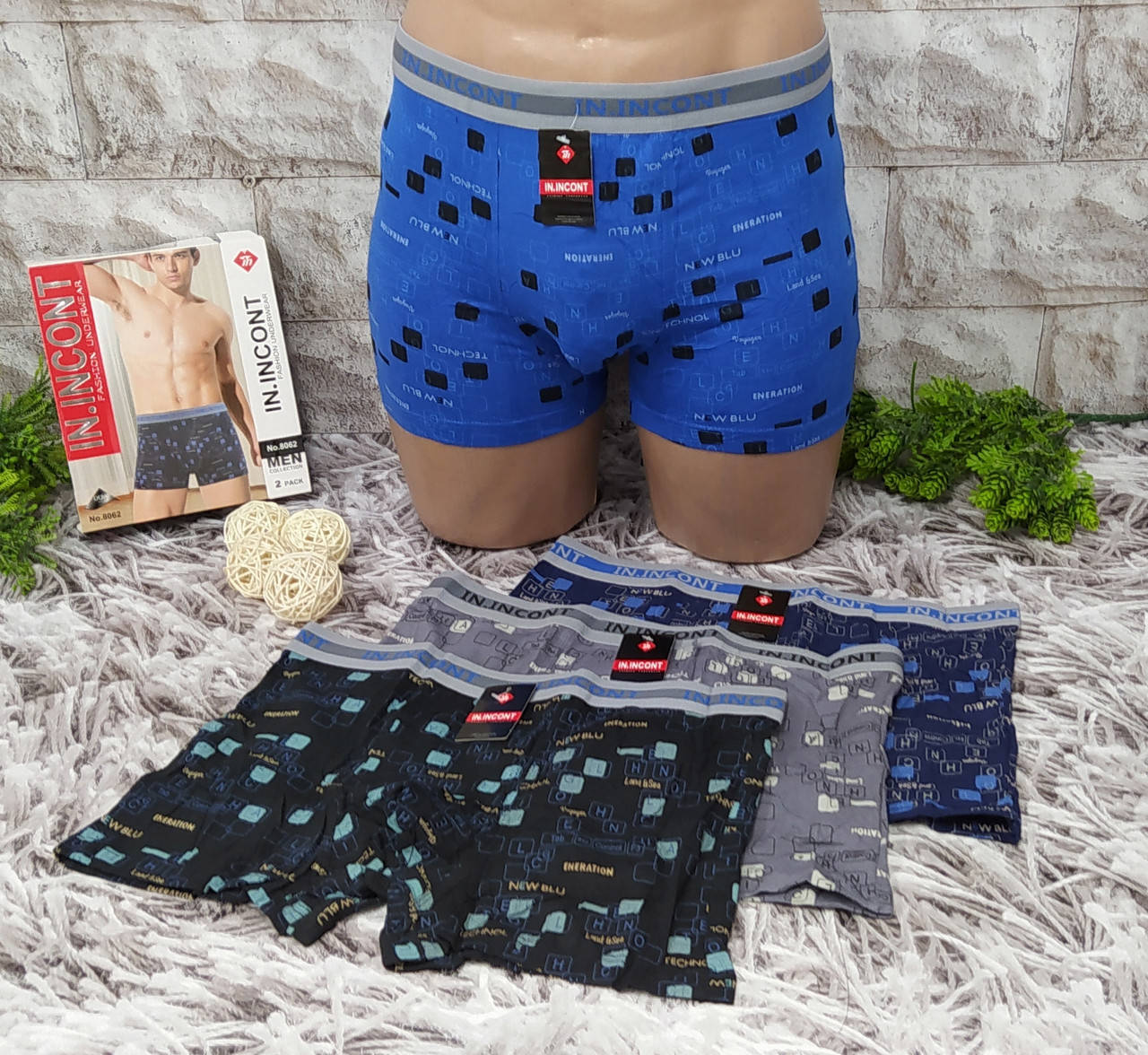 

Трусы мужские XL(48-50) размер боксеры хлопок Incont 8062, Разные цвета