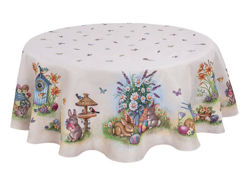 

Пасхальная скатерть круглая 160 см гобеленовая ROUND 1016-160D LiMaSo, Бежевый