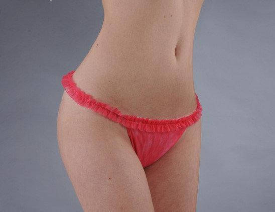 

Трусики-стринги одноразовые с рюшем разноцветные Doily 50шт. S/M