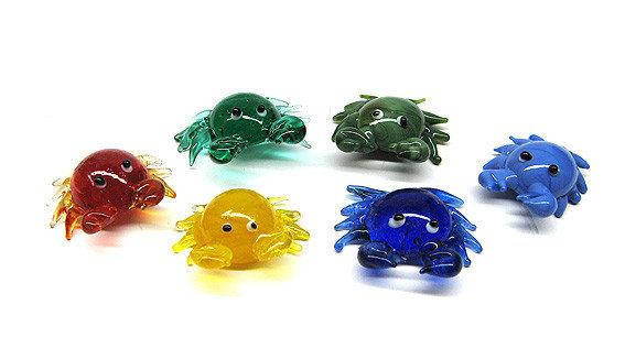 

Фигурки Крабов из стекла разноцветные 6 шт., Разные цвета