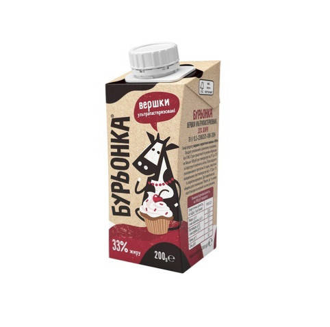 

Сливки 33% ультрапастеризованные Бурёнка т/п 200г