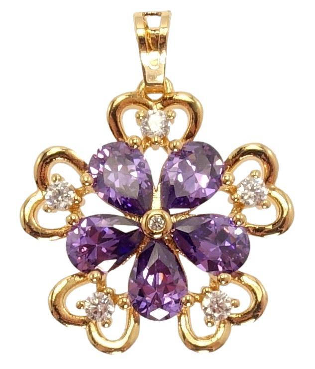 

Кулон Xuping Позолота 18K "Цветок Фиолетовые Кристаллы Декор Лепестки Сердечками"