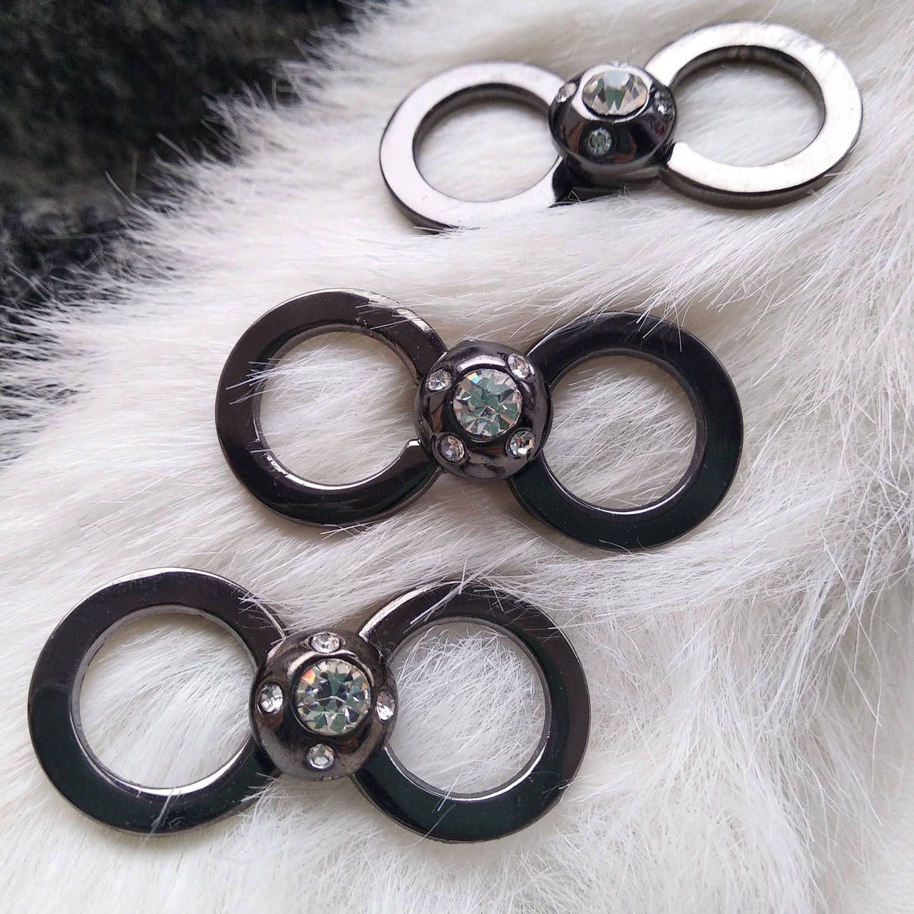 

Декоративна застібка для одягу зі стразами, чорне срібло, Серый