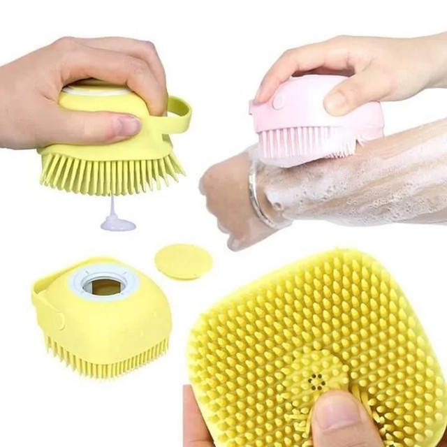 

Силиконовая мочалка массажная с дозатором для мыла или геля Silicone Massage Bath Brush, Разные цвета