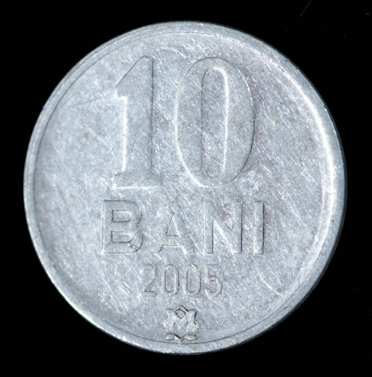 

Монета Молдавии 10 бани 2005 г.