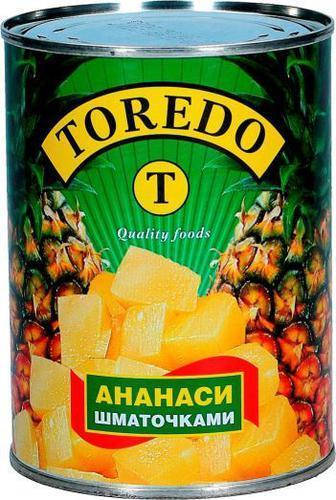 

Ананасы консервированные Toredo Кусочки 3 л.