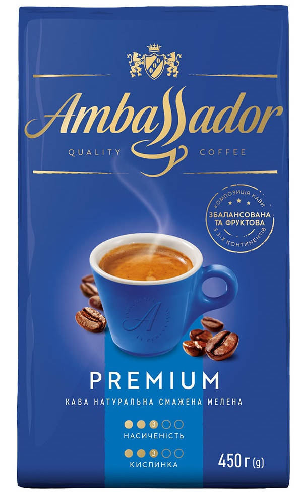 

Кофе молотый Амбассадор Премиум 100% арабика 450 грамм