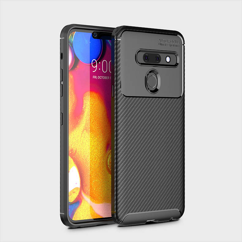 

Противоударный чехол бампер Карбон для LG G8 Thinq черный силиконовый