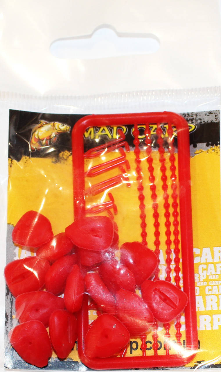 

Наживка силиконовая Mad Carp Кукуруза со стопорами красная 16шт