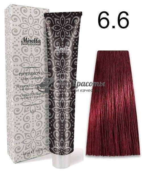 

Краска для волос 6.6 темный блондин красный Mirella Professional, 60 мл