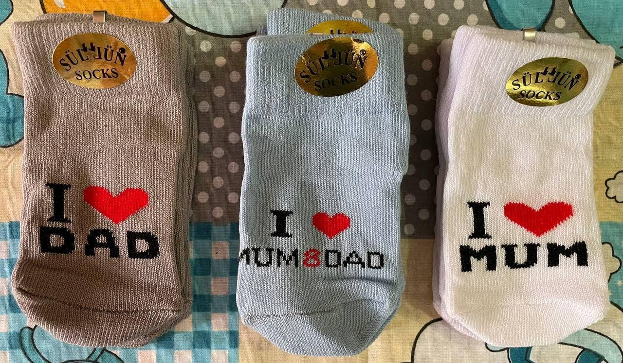 

Набор детских демисезонных носков I Love Mum, I Love Dad, от 0 до 6 месяцев, 3 пары