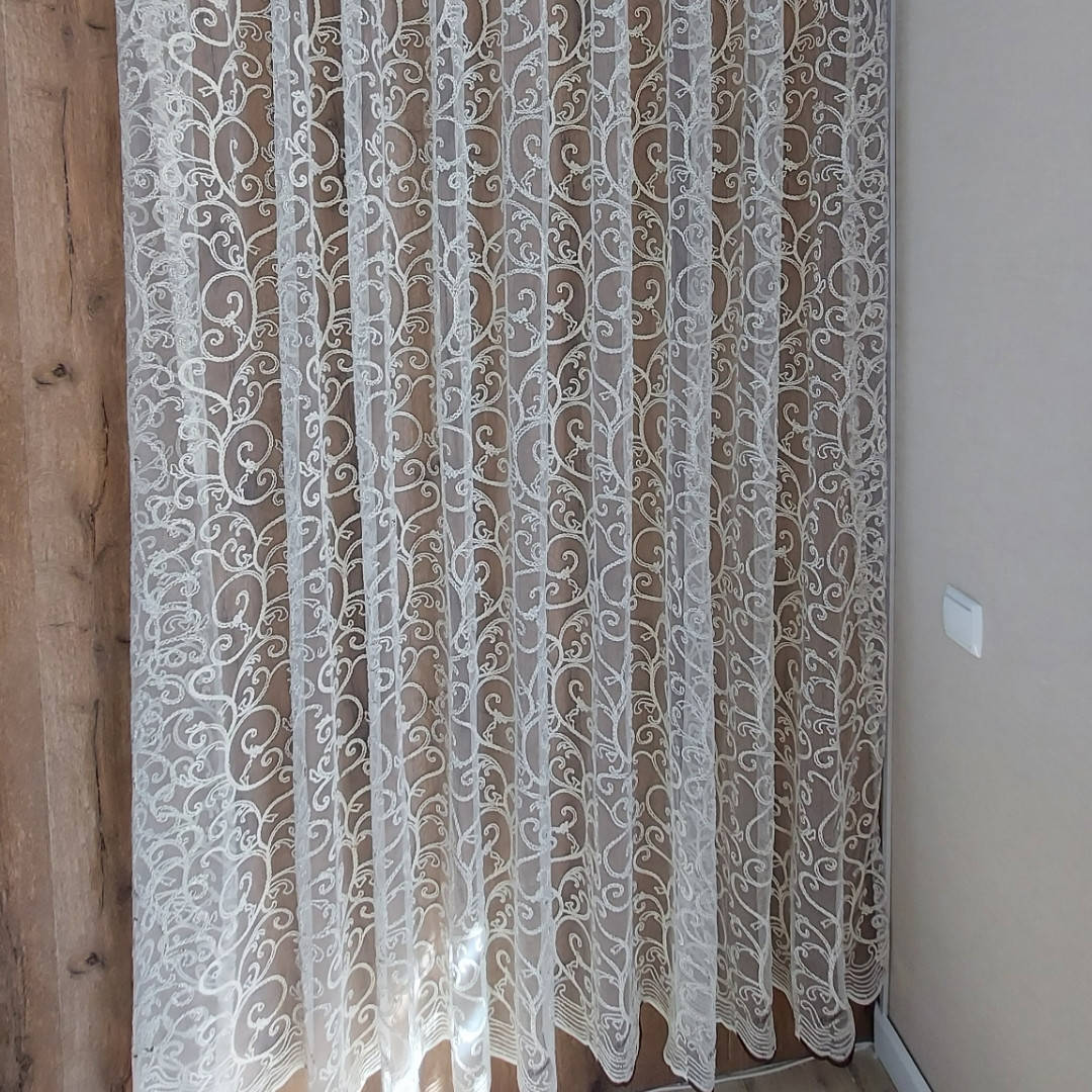 

Готовая тюль золотисто-шоколадная на сеточке, Золотистый