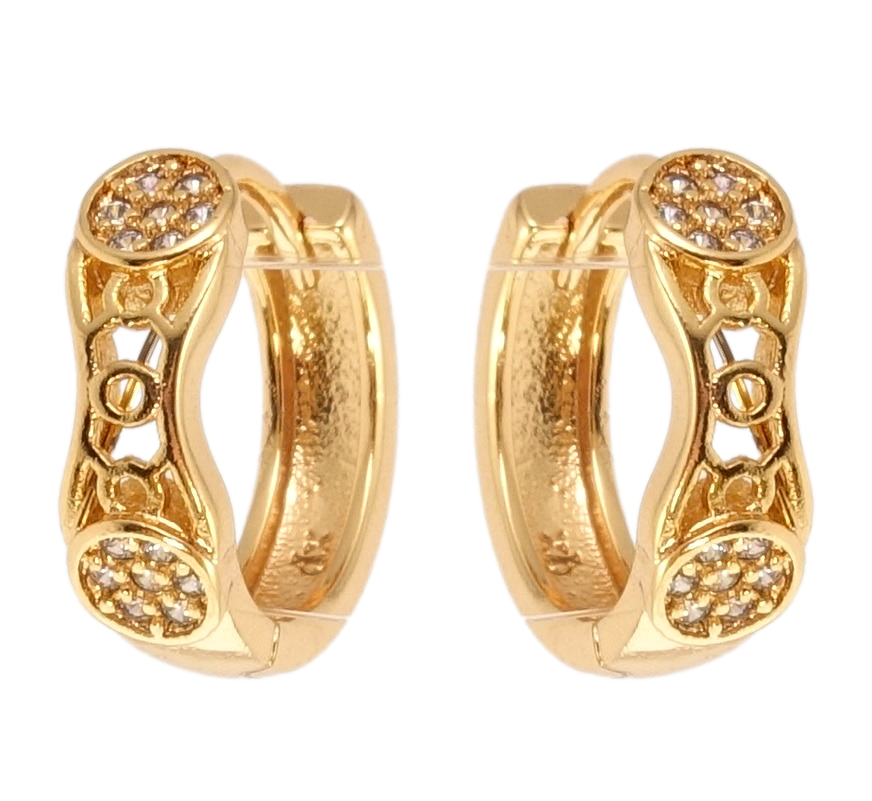 

Серьги Xuping Позолота 18K колечки "Декоративный резной орнамент с цирконием"