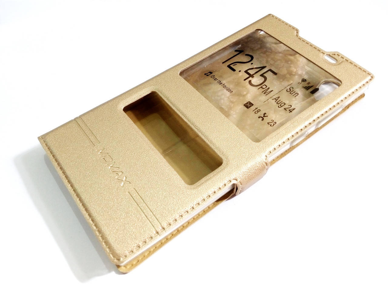 

Чехол книжка с окошками momax для Sony Xperia L1 g3311 / g3312 / g3313 золотой