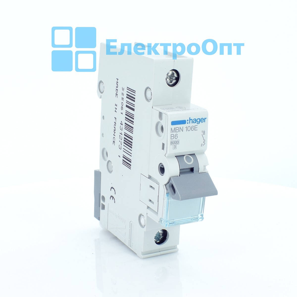 

Hager Автоматичний вимикач, 6kA, 1p, B-06A MBN106E