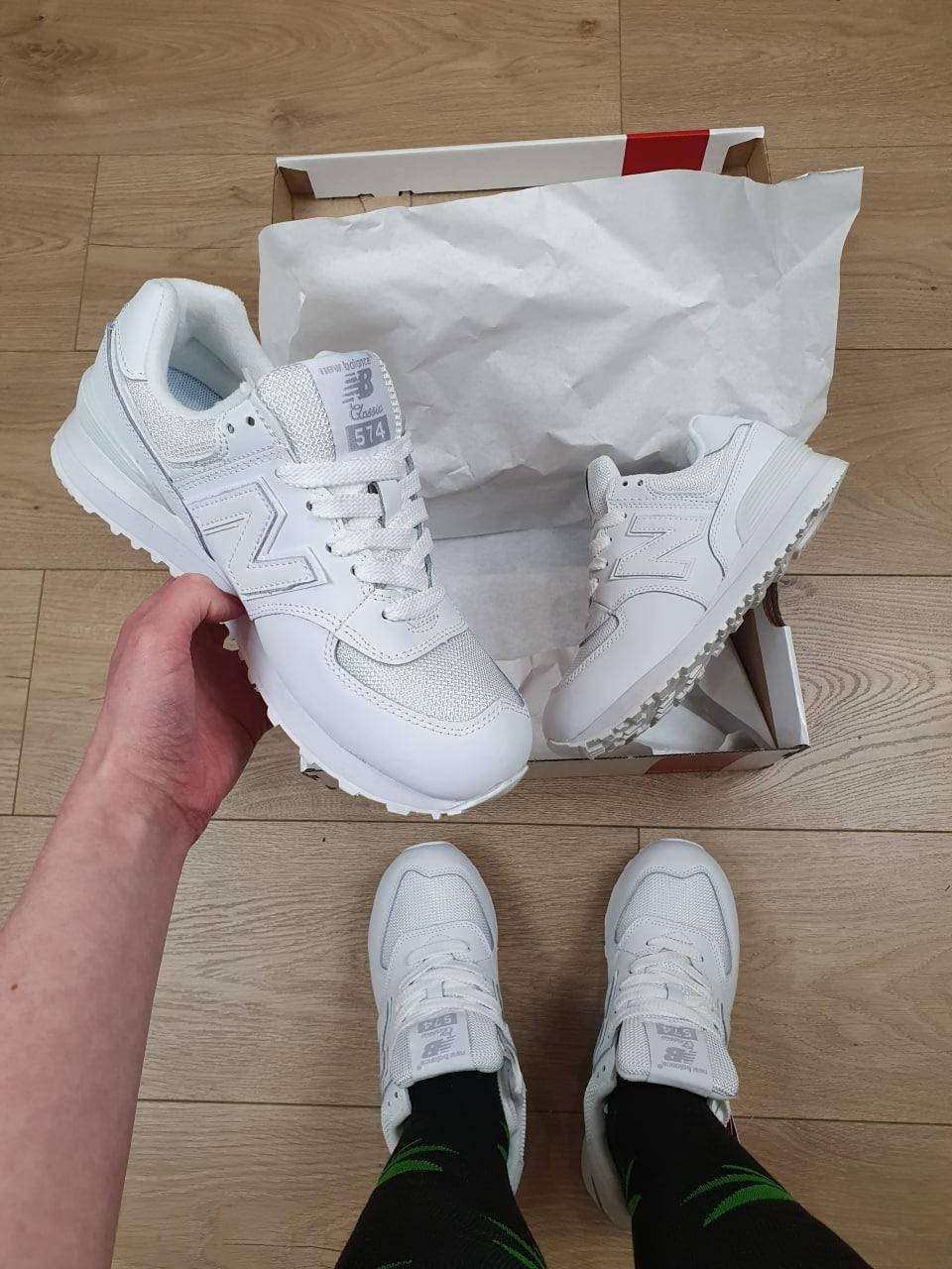 

Женские кроссовки New Balance 574 All White кожаные с сеткой белые 39, Белый