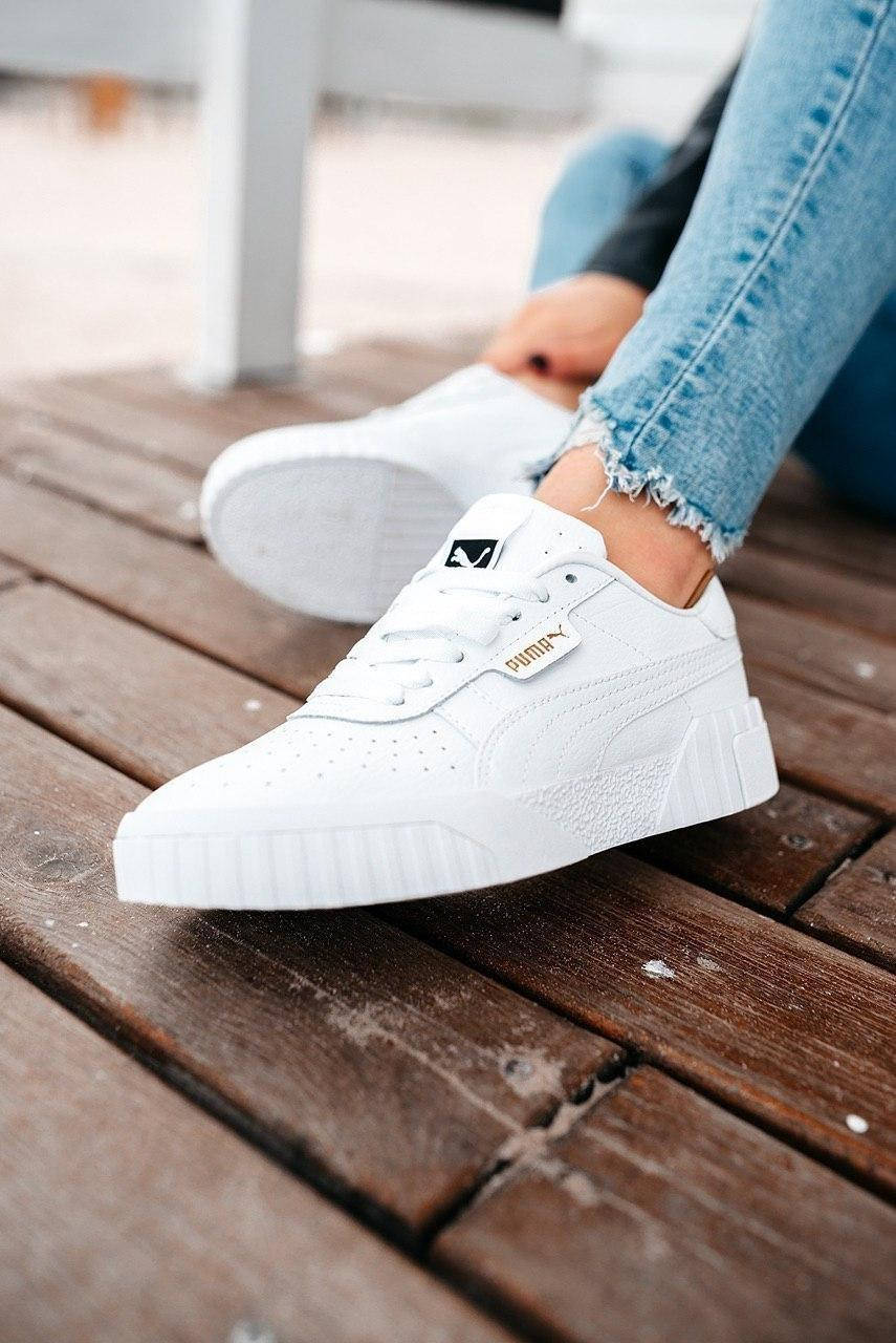 

Женские белые кожаные кеды Puma Cali на массивной подошве, Белый